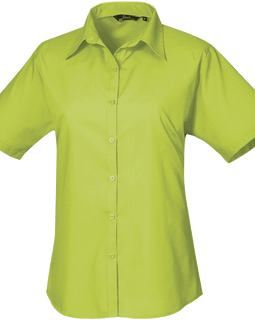 Premier Short Sleeve Poplin Blouse Plain Work Shirt
